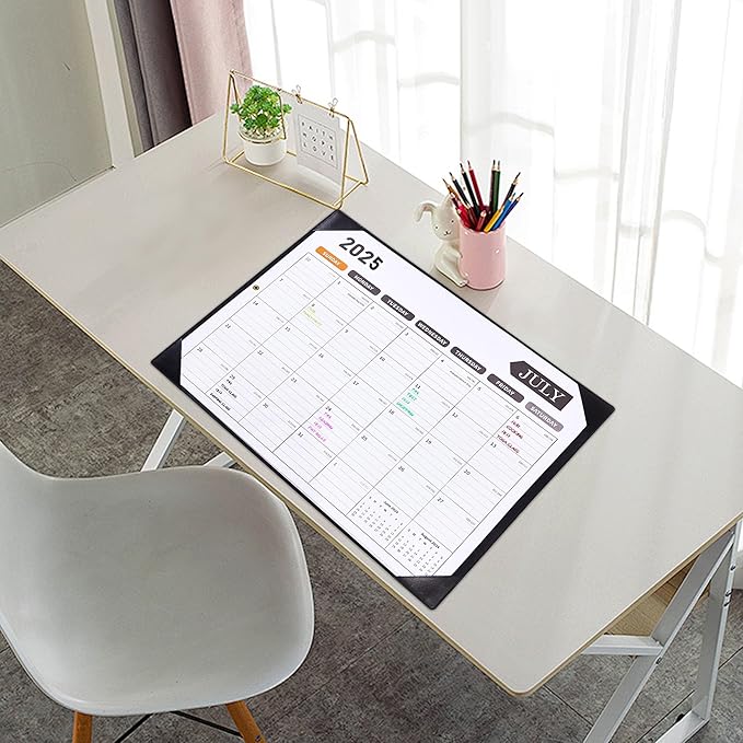 Large Desk Calendar 2025-2026, Calendar with Desk Protecting Pad, Desk Calendar Large 22x17, Runs From July 2025 to December 2026, 18 Months, Big Desktop Calendar for Family Classroom and Office (Black)