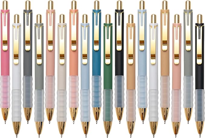 1.0mm Ballpoint Pens Retractable Cute Black Ink Pens with Silicone Grip Smooth Writing Suitable for Office, Note-taking (18 pcs)