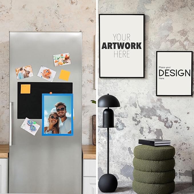 uxcell 3 Pcs Magnetic Sign Holder, 8.3" x 11.7" Self-Adhesive Magnetic Wall Signs Holder Magnetic Picture Frame Document Holder for Home Office Wall Window Displays, Sky Blue