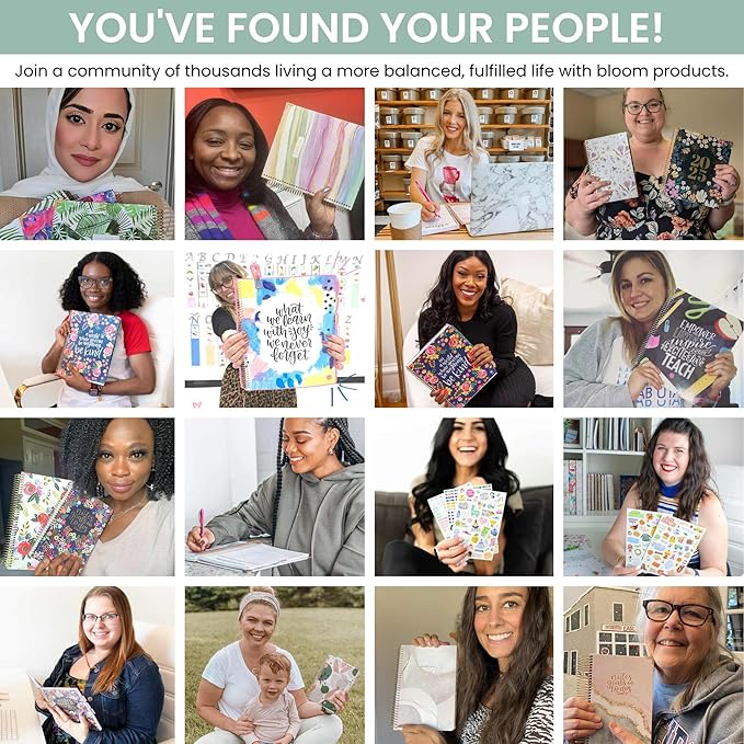 bloom daily planners HARDCOVER 2026 Planner (January to December) - A5 Task Goal Organizer - Monthly & Weekly Inspirational Agenda Book - 5.5" x 8.25" - Linen, Green