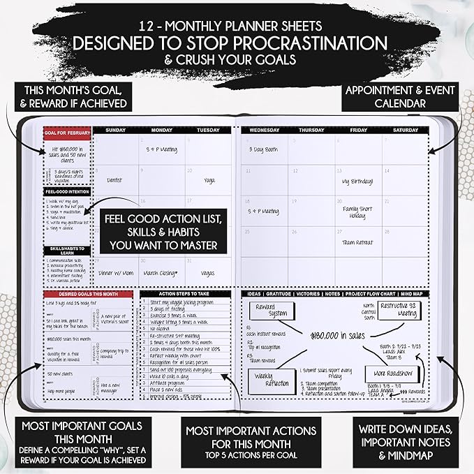 2026 Planner Weekly and Monthly | Law of Attraction Planner with Panduo App | A 12 Month Journey for Productivity, Gratitude & Goal Setting | Includes Foldable Vision Board, Gift Box & Stickers
