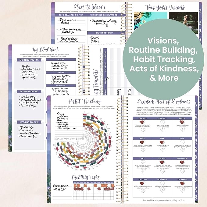 bloom daily planners 2026 Planner (January - December) Calendar Year Organizer - 5.5” x 8.25” - Weekly & Monthly Agenda Book with Stickers & Bookmark - Mystical Mountains