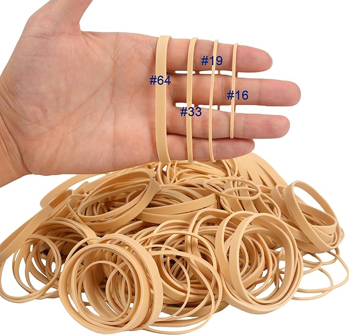 HAIDIBAO-Rubber Bands Assorted Sizes Beige Elastic Bands rubber bands office supplies 227g/0.5lbs size16,size#19,size#33,size#64