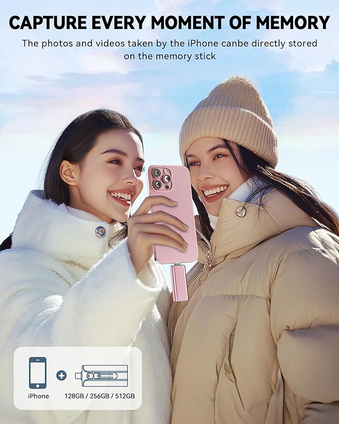 MFi Certified 256GB Flash Drive for iPhone USB Memory Stick Thumb Drives, High Speed USB Stick iPhone Flash Drive for Photos Videos,Photo Stick External Storage for iPhone/iPad/Android/Laptop (Pink)