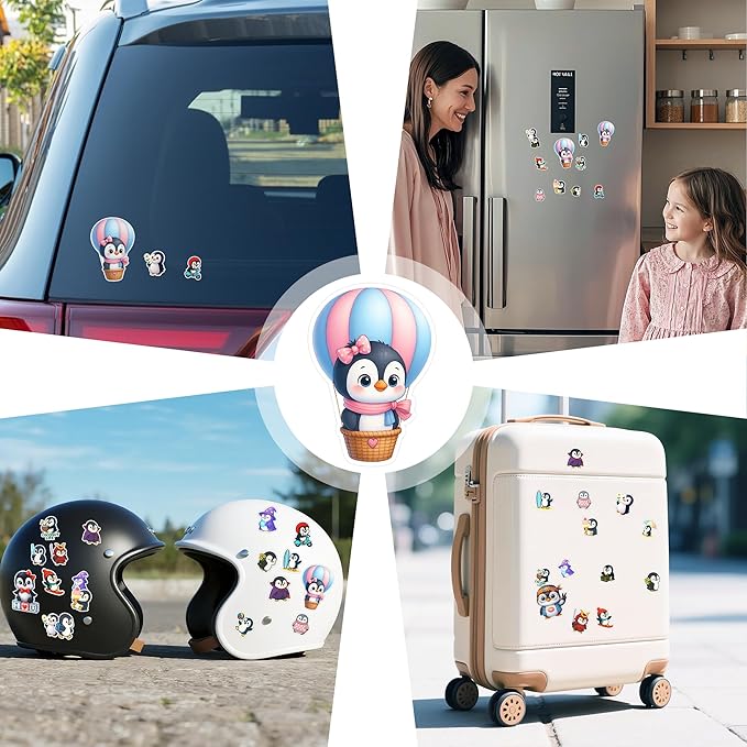 100 PCS Penguin Stickers Pack, Cute Chibi Cartoon Vinyl Waterproof Decals for Kids Teens Adults Girls Boys, Funny Animal Stickers for Laptop Water Bottle Scrapbook Wall Car Notebook Gift Xmas