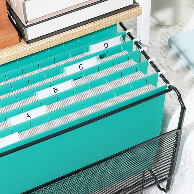 SUNEE Hanging File Folders Teal, 25 Pack Letter Size File Folders with 1/5-cut Tabs, Stay Organized for Your Home and Office Bulk File and Documents