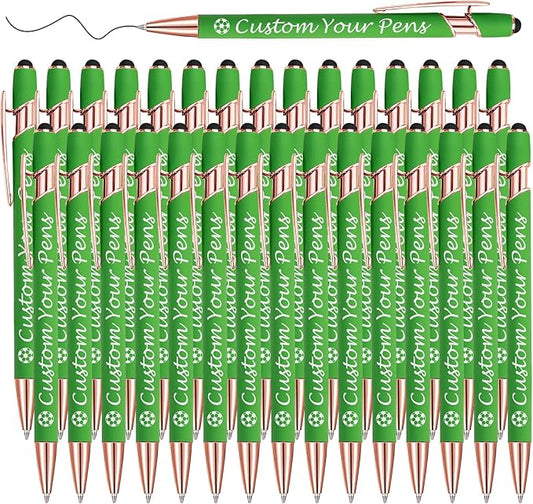 Amlion Personalized Custom Pens with Name Engraved Logo Text,30 Customized Writing Stylus Pen Promotional Item Gift for Men Women Office Business Wedding-Lighr Green