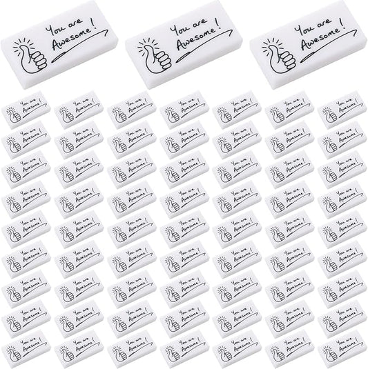 Fuutreo 200 Pcs Welcome Back to School Gifts for Students Inspirational Pencil Erasers Bulk You are Awesome White Cute Fun Erasers First Day of School Gifts Classroom Prizes from Teachers