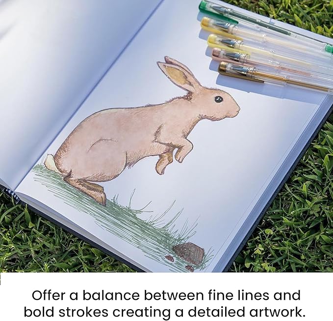 OfficeGoods Green Gel Pens with Refills – Adult Coloring Journaling Art – Medium 0.8-1.0mm Tips – Non-Toxic Gel Pens Set – Quick Dry Smudge-Free 24 Pack Colors