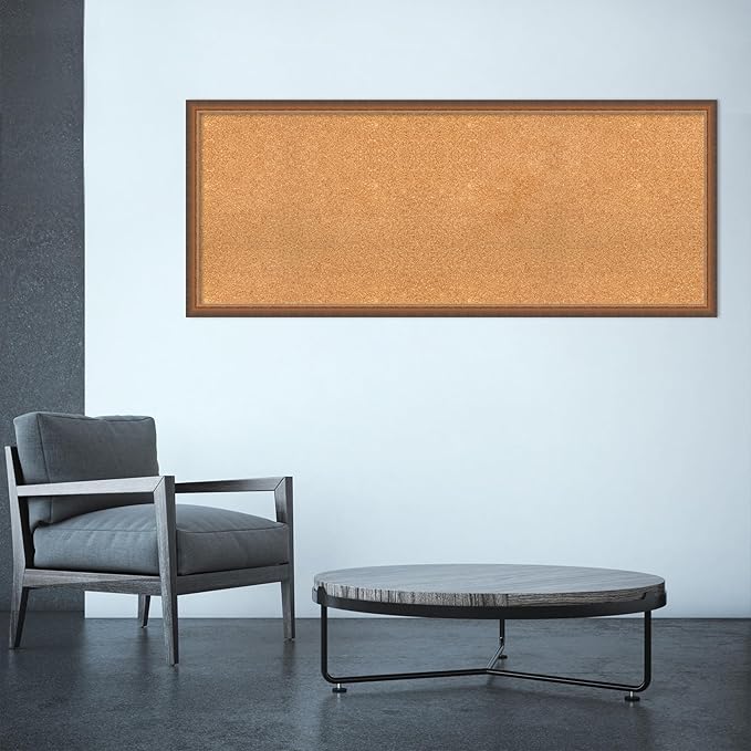 Amanti Art Natural Cork Board for Wall, 22x54 Vision Board with Bronze Frame, Oversize Corkboard Office Decor for Home Organization, Modern Corkboard Pinboard to Display Items for Home Organization