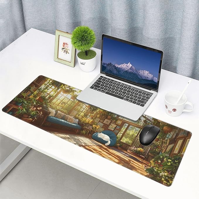 Room Mouse Pad 31.5 X 11.8 Inch Big Desk Rubber Base Stitched Edges Keyboard Pad XXL Mouse Mat for Home Game and Office