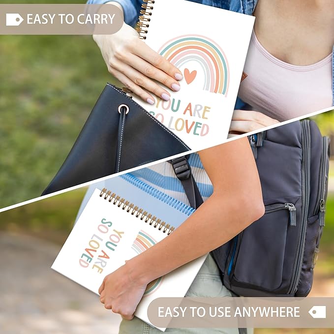 Boho Rainbow Notebook Journal - Inspiration Motivation Spiral Notebook, You are So Loved Notebooks Inspiration Gifts for Kids Girls Boys, Positive Gifts School Nursery Supplies, 6x8.2In