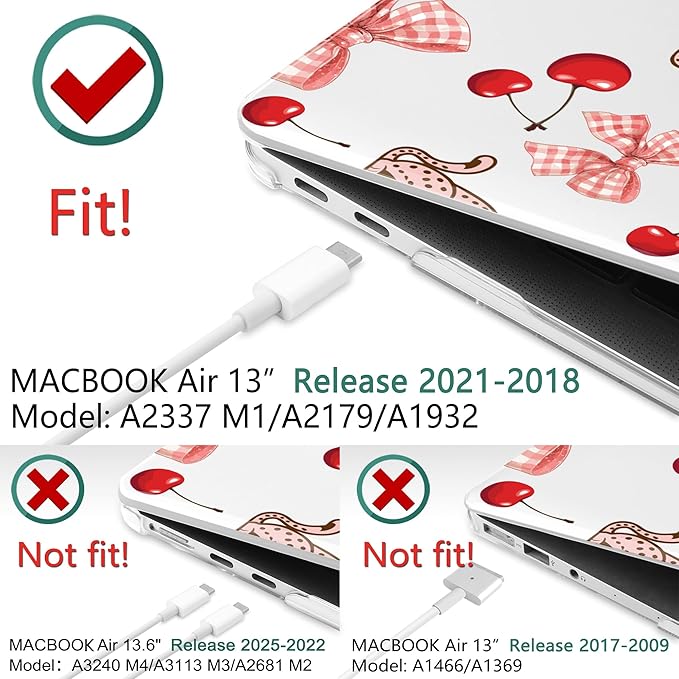 DONGKE for MacBook Air 13 Inch Case 2021-2018, Compatible with A2337 M1 A2179 A1932 Support Retina Display & Touch ID, Hard Shell Plastic Cover with Keyboard Skin - Cheetah Cherry