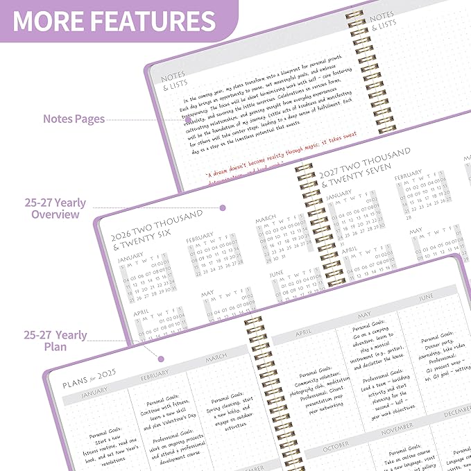 Monthly Planner 2025-2027, Simplified Monthly Calendar Planner, 24 Months Calendar, July 2025 - June 2027, 8.5" * 11", Waterproof Cover with Spiral Bound, for Office, School - Purple