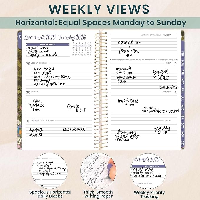 bloom daily planners 2026 Planner (January - December) Calendar Year Organizer - 5.5” x 8.25” - Weekly & Monthly Agenda Book with Stickers & Bookmark - Wildflower Mountainside