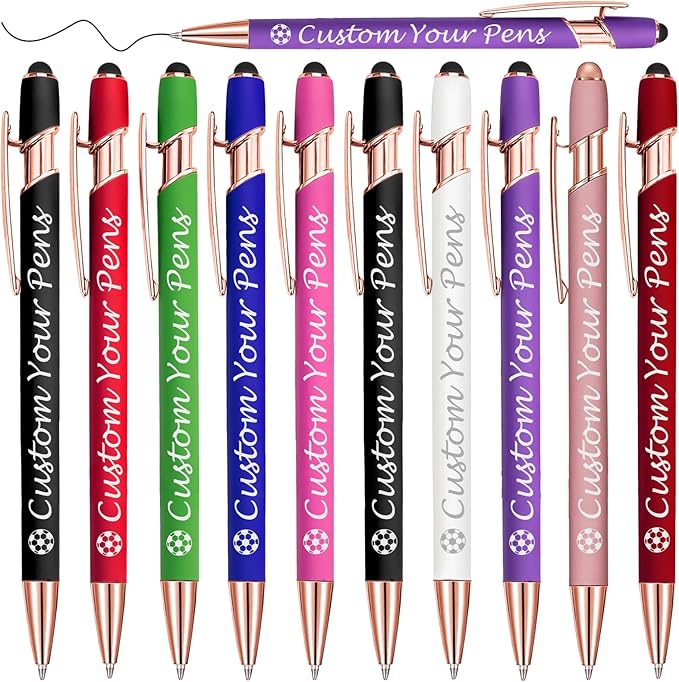 Amlion Personalized Custom Pens with Name Engraved Logo Text,10 Customized Writing Stylus Pen Promotional Item Gift for Men Women Office Business Wedding-Assorted