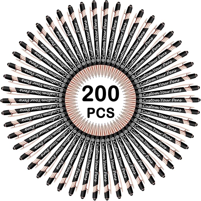 Amlion Personalized Custom Pens with Name Engraved Logo Text,200 Customized Writing Stylus Pen Promotional Item Gift for Men Women Office Business Wedding-Black