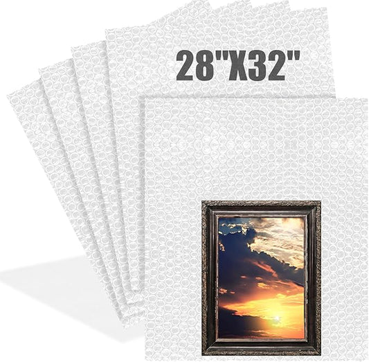 5 Pack Extra Large 28 * 32 Inch Bubble Pouches Clear Bubble Pouch Wrap Bags for Packing Shockproof Cushioning Wrap Bag for Shipping Moving Fragile Dishes China Plates Painting Fragile Items