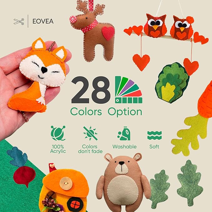 EOVEA | Acrylic Felt Fabric by The Yard - Non-Stiff, Soft Material - 72" Wide - 1.6mm Thick Felt Sheets for DIY Crafts, Sewing, Upholstery, Cushion, Padding(Kelly Green,Half Yard)