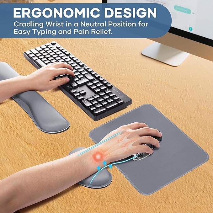 Office Ergonomic Memory Foam Computer Mouse and Keyboard Wrist Rest pad Support Carpal Tunnel, Wrist Rest for Keyboard and Mouse, Wrist Support Set