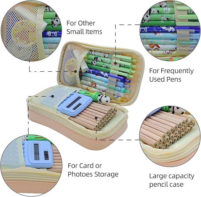 Large Capacity Pencil Case - Durable Zipper Aesthetic Pen Pouch, Big Storage Organizer for School, Office & Travel - Waterproof & Multi-Use (Pink)