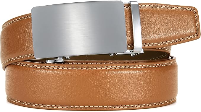 CHAOREN Mens Belt - Mens Ratchet Belt Leather 1 3/8" for Dress Pant - Micro Adjustable Belt Fit Everywhere