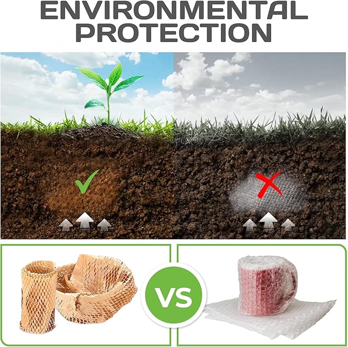 HexcelWrap Honeycomb Packing Paper - Eco-Friendly, Sustainable Paper Bubble Wrap for Shipping and Moving, Cushioned Packing Material. No Tape Needed - White, 12" x 1400'