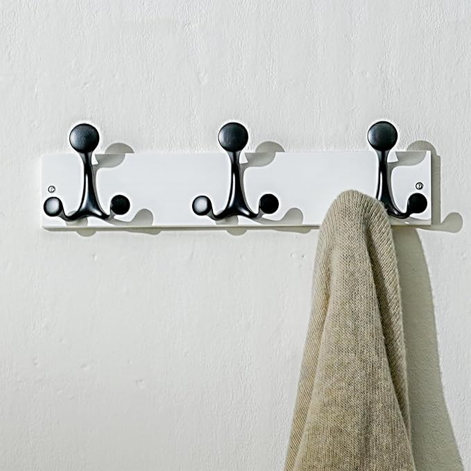 SKOLOO 17-Inch White Wood Coat Rack Wall Mount with 3 Triple Hooks - Ideal for Family Entrances, Classrooms, and Pet Supplies Storage - Perfect Coat Hooks for Wall