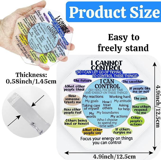 Ewong Things I Can Control Mental Health Decor, Acrylic Sign for Therapist Office, School Counselor, Psychologist Room Art Decoration, Therapy Desk Plaque for Bedroom Classroom (Octagon-Blue)