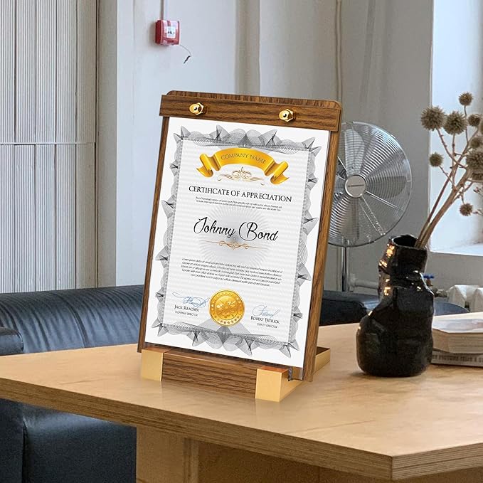 3 Pack 8.5"x11" Acrylic Sign Holder with Wood-Color Base, Tabletop Display Sign Holder Vertical for Store/Coffee Shop/Restaurant Menu Hotel/Office Poster Show