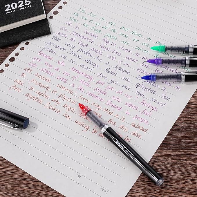 EYEYE 0.5mm Rollerball Pens 6 Assorted Colors, Extra Fine Point Needle Pen Quick Dry, Liquid Ink Pens Fine Point Smooth Writing Pen for Journaling, Note Taking, Office, School Supplies