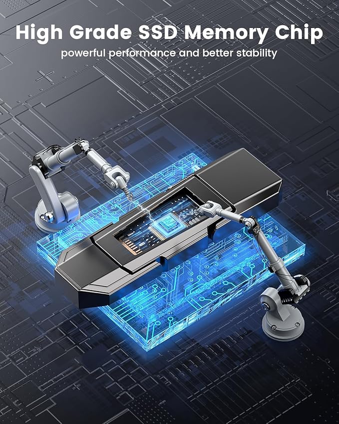 RAOYI 256GB USB C External SSD, 2-in-1 Solid State Drive Up to 450MB/s Dual USB 3.2 + Type-C Thumb Drive Portable SSD Drive for iPhone 15/16, Android, Tablet, PC and PS4