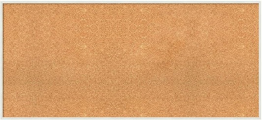 Amanti Art Natural Cork Board for Wall, 21x45 Vision Board with White Frame, Oversize Corkboard Office Decor for Home Organization, Modern Corkboard Pinboard to Display Items for Home Organization in