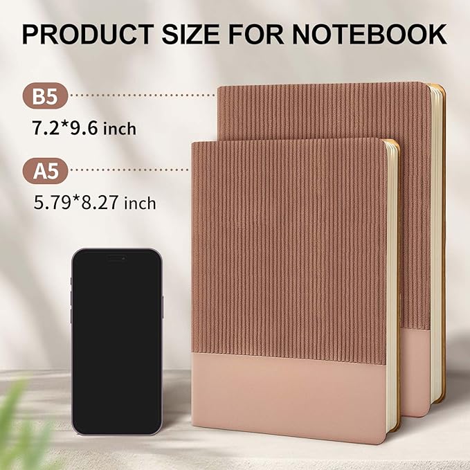 Lined Journal Notebook for Work College Ruled Note Book 7.2"x9.6" B5 PU Leather Daily Journaling 160 Pages for Women Men Writing Home School Supplies Business (Darkgreen/Darkpink)