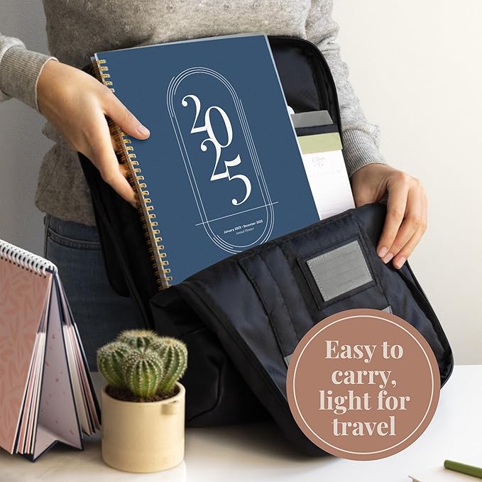 Rileys 2025 Weekly Planner - Annual Weekly & Monthly Agenda Planner, Jan - Dec 2025, Flexible Cover, Notes Pages, Twin-Wire Binding (8.5 x 11-Inches, Blue)