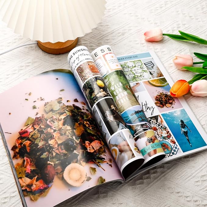 EggSun Vision Board Supplies with 1200+ Images & Quotes Collage Magazine Book, Wall Clip Art Scrapbook Journal Kit for Vision Board Making Beginners Women Men Teen Girls Coquette Room Decors(No Tear)