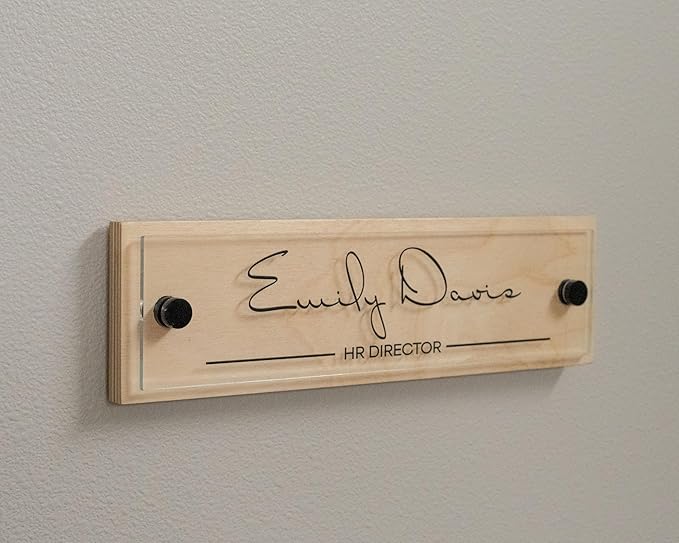Name Plate For Wall or Door - Name Sign For Office (Birch Wood)