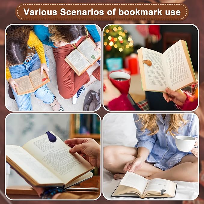 Magnetic Leather Bookmark, 12 Pcs Colorful Leather Magnet Book Marks Page Markers Retro Magnet Bookmark Clips Reading Supplies Gift for Reading Men Women Book Lovers (Vintage)