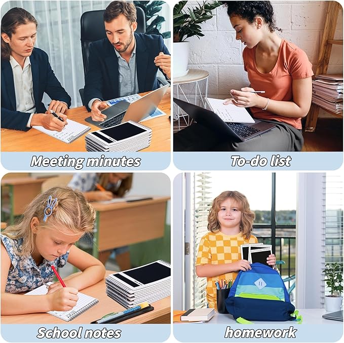 24 Pack Black Steno Pads 6 x 9 in Spiral Top Notebooks Bulk Note Pads 60 Sheets Gregg Rule Writing Paper Steno Notebooks for Students Teachers Men Women Professionals Office School Recording work