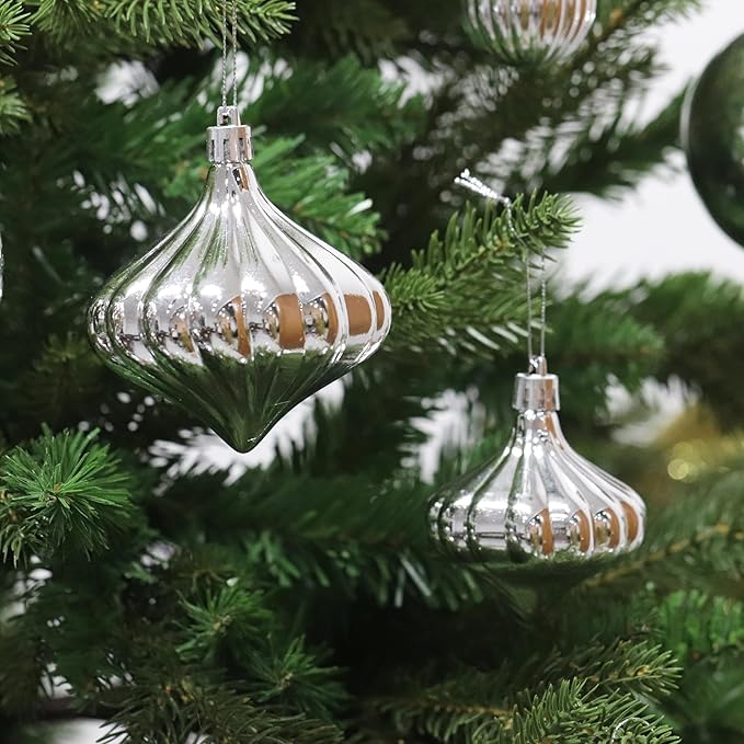 Christmas Ornaments Set with 36pcs Shatterproof Christmas Tree Decorations Multi-Size Christmas Ball Ornaments with 7 Styles Silver