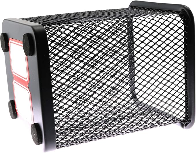 1-Pack Mesh Pen Holder Square Shape Pencil Container Multipurpose Metal Hollow Out Desktop Storage Organizer for Student Stationery Office Supplies(Black)