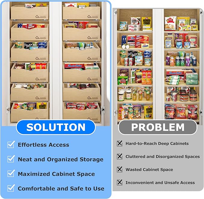 WelFurGeer Soft Close Pull Out Drawer for Kitchen Cabinets, 20" W x 22" D Pull Out Cabinet Organizer, Heavy-Duty Cabinet Organizer with Easy Installation, Space-Saving Pullout Drawer for Home, Kitchen