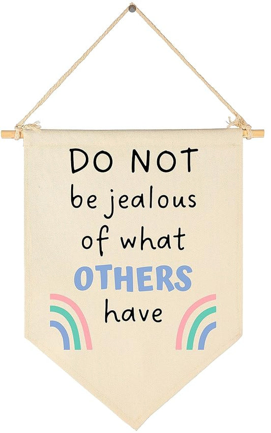 The 10 Commandments Sign-God's Rules-Bible Verse Decor-Flag Gifts for Boys Girls Kids-Banner Wall Sign Gift for Classroom,Nursery,Baby Room,Reading Room,Playroom Bedroom,Front Door