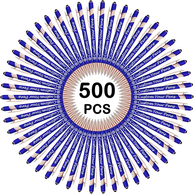 Amlion Personalized Custom Pens with Name Engraved Logo Text,500 Customized Writing Stylus Pen Promotional Item Gift for Men Women Office Business Wedding-Blue