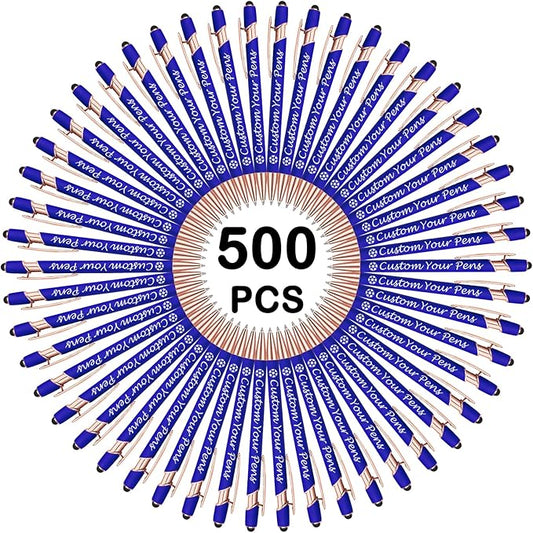 Amlion Personalized Custom Pens with Name Engraved Logo Text,500 Customized Writing Stylus Pen Promotional Item Gift for Men Women Office Business Wedding-Blue