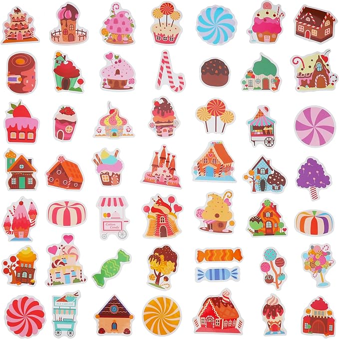 100 Pack Candyland Stickers, Candy Land Party Favors, Birthday Decorations