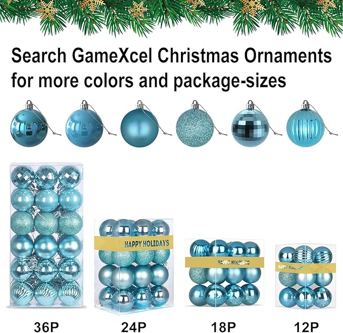 Baby Blue 4.0" Large Christmas Balls - Christmas Tree Decoration Ornaments Shatterproof Hanging Balls for Birthday Halloween Holiday Wedding Decorations Set of 4pcs