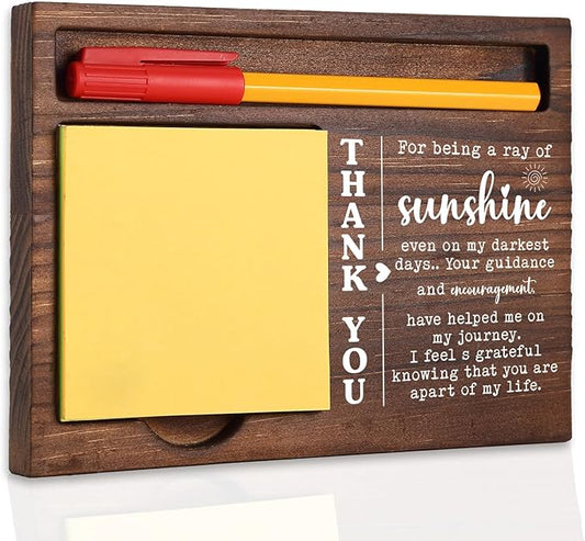 Thank You Desk Organizer Gift for Teacher Nurse Counselor Mentor Encouragement Support Guidance, Perfect for Farewell Birthday Retirement, Office Stuff Sticky Note Pad Holder Dispenser TBC174