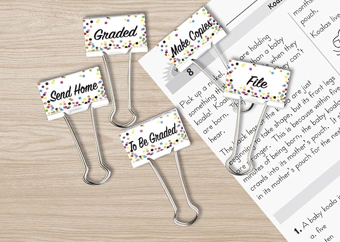 Confetti Classroom Management Large Binder Clips