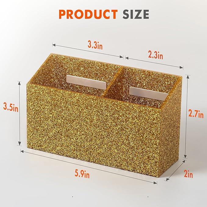 BEYGORM Magnetic Dry Erase Marker Holder for Whiteboard,Non-slip Acrylic Magnet Pen Holder for Fridge Refrigerator,Locker Organizer for Work,Locker Accessories,Pencil Cup for Desk(Gold)